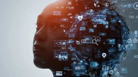 AI (Artificial Intelligence) concept. Deep learning. GUI. Stock Footage 132395031