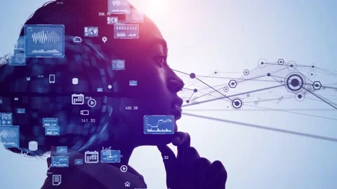 AI (Artificial Intelligence) concept. Deep learning. IoT (Internet of Things). I Video stock 135425128