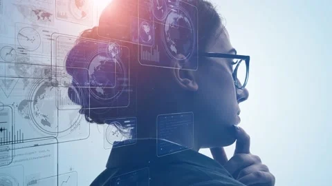 AI (Artificial Intelligence) concept. Deep learning. IoT (Internet of Things). I Stock Footage 135425209