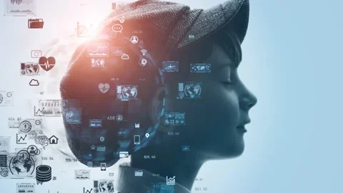 AI (Artificial Intelligence) concept. Deep learning. IoT (Internet of Things). I Stock Footage 135425230