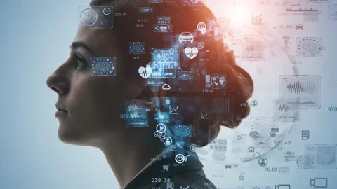 AI (Artificial Intelligence) concept. Deep learning. GUI (Graphical User Interfa Stock-Footage 137841291