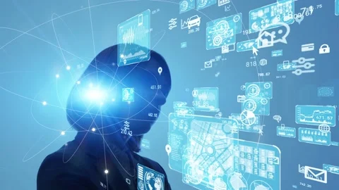 AI (Artificial Intelligence) concept. Deep learning. GUI (Graphical User Interfa Stock Footage 138188243