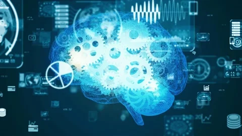 AI (Artificial Intelligence) concept. Deep learning. GUI (Graphical User Interfa Stock Footage 140555514