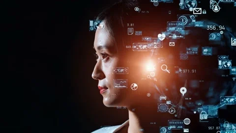 AI (Artificial Intelligence) concept. Deep learning. GUI (Graphical User Interfa Stock Footage 141735286
