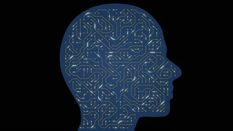 AI (Artificial Intelligence) concept. Deep learning. Electronic circuit pattern. Stock Footage 142334762