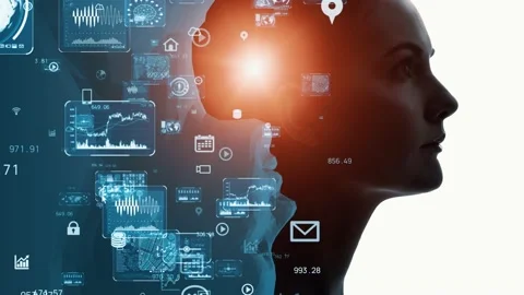 AI (Artificial Intelligence) concept. Deep learning. Psychology. Singularity. Stock Footage 148793951