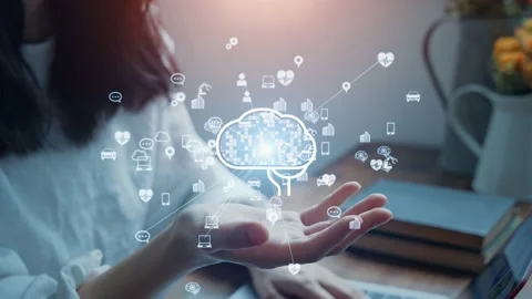 AI (Artificial Intelligence) concept. Deep learning. IoT (Internet of Things). I Vidéo 160146022