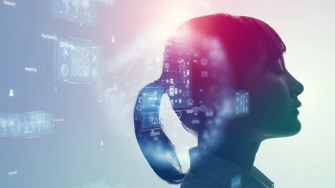 AI (Artificial Intelligence) concept. Deep learning. Digital transformation. Video stock 169425499