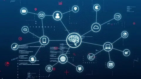 AI (Artificial Intelligence) concept. Deep learning. Digital transformation. Stock Footage 177785133