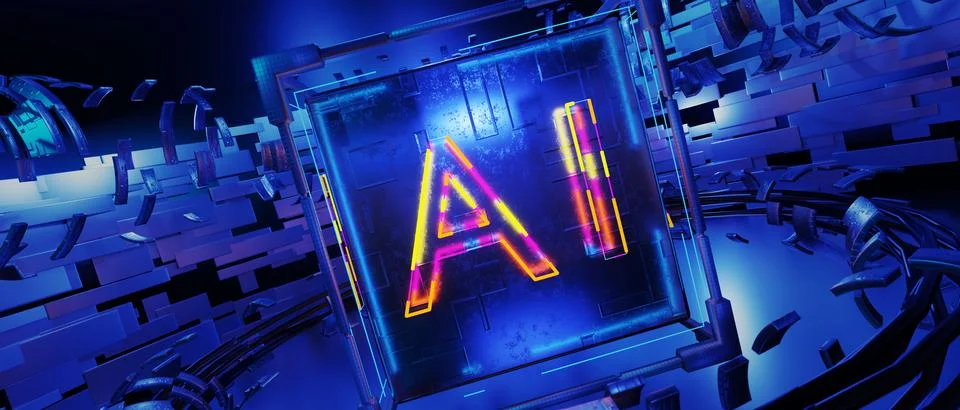 AI artificial intelligence concept. deep learning. The development of artific Illustrazione stock