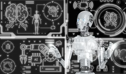 AI, Artificial Intelligence concept. Deep learning, and Machine learning. T.. Stock Illustration