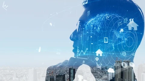 AI (Artificial Intelligence) concept. Global communication technology. Stock Footage 108476973