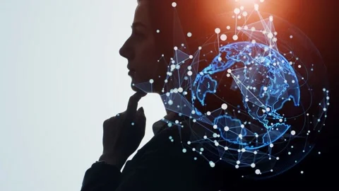 AI (Artificial Intelligence) concept. Global communication network. Vídeos de archivo 158275329