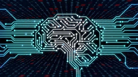 AI (Artificial Intelligence) concept. Human brain and circuit board. Stock Footage 113517050