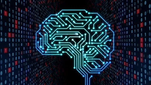 AI (Artificial Intelligence) concept. Human brain and circuit board. Stock Footage 113517192