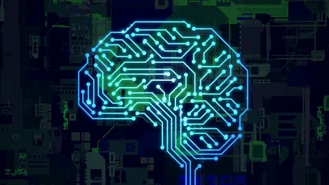 AI (Artificial Intelligence) concept. Human brain and circuit board. Stock Footage 113517360
