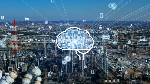 AI (Artificial Intelligence) concept. Industrial technology. INDUSTRY 4.0. Stock Footage 126631237