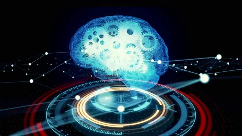 AI (Artificial Intelligence) concept. Industrial technology. INDUSTRY 4.0. Commu Stock Footage 143460443