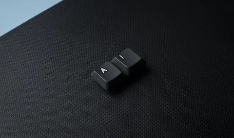 AI Artificial Intelligence Concept With Keyboard Keys On Dark Background Stock Photos