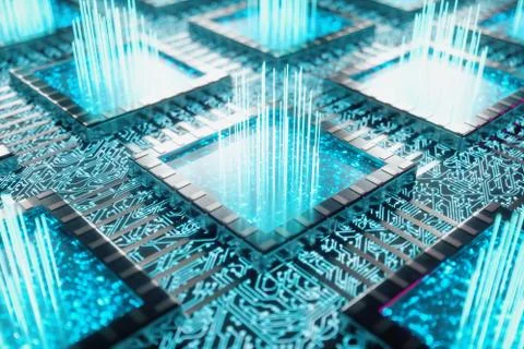 AI - artificial intelligence concept. Machine learning. Central Computer Stock Illustration