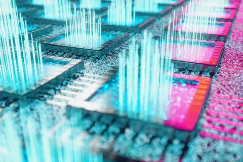 AI - artificial intelligence concept. Machine learning. Central Computer Stock Illustration