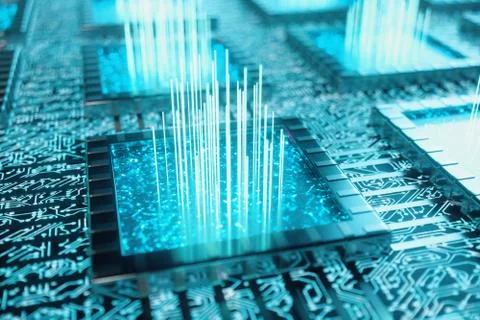 AI - artificial intelligence concept. Machine learning. Central Computer 스톡 일러스트