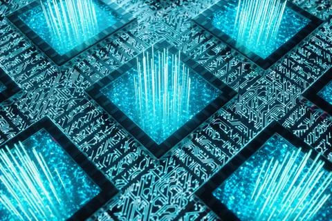 AI - artificial intelligence concept. Machine learning. Central Computer Stock Illustration