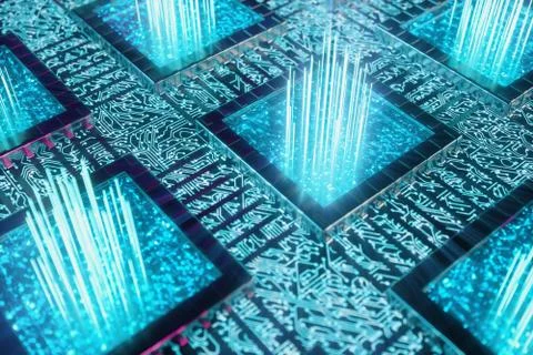 AI - artificial intelligence concept. Machine learning. Central Computer Illustrazione stock