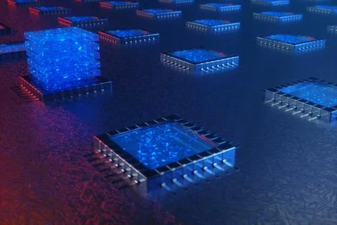 AI - artificial intelligence concept. Machine learning. Central Computer Stock Illustration