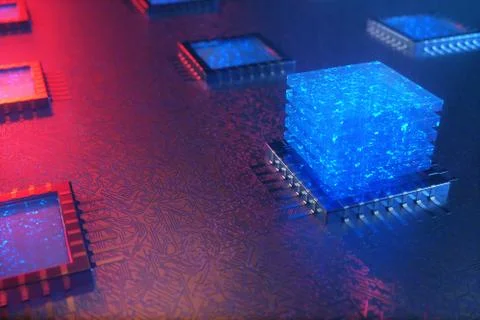 AI - artificial intelligence concept. Machine learning. Central Computer Stock Illustration