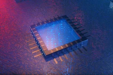 AI - artificial intelligence concept. Machine learning. Central Computer Stock Illustration