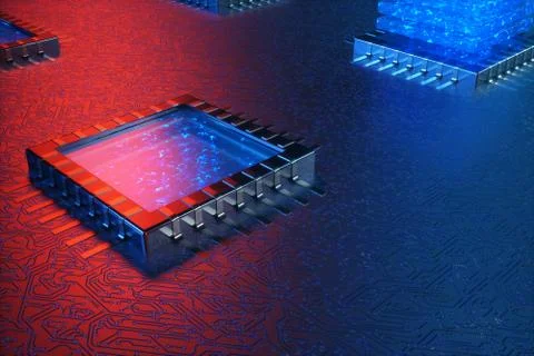 AI - artificial intelligence concept. Machine learning. Central Computer Stock Illustration