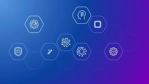 AI artificial intelligence concept of modern interconnected icon symbol of Stock Footage 303326485