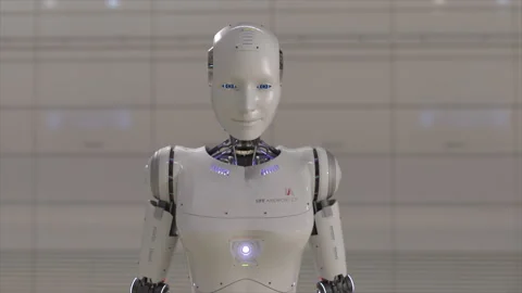 AI Artificial Intelligence Concept Modern Humanoid Robot Stock Footage 319673216