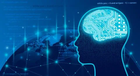 AI - Artificial Intelligence - concept. Wireless connection futuristic. Stock Illustration