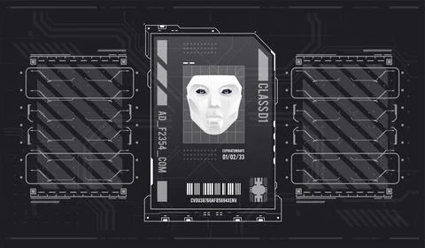 AI. Artificial intelligence. Conceptual Layout with HUD elements for print an Illustrazione stock