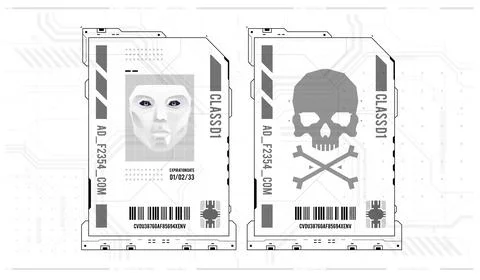 AI. Artificial intelligence. Conceptual Layout with HUD elements for print .. Illustrazione stock