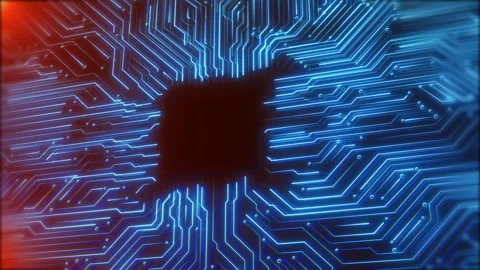 AI Artificial intelligence in CPU chipset. Central processor unit electric print Stock Footage 333792426