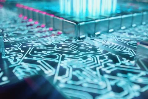 AI - artificial intelligence CPU concept. Machine learning. CPU on the board 스톡 일러스트