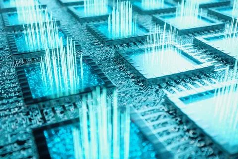 AI - artificial intelligence CPU concept. Machine learning. CPU on the board Stock-Illustration