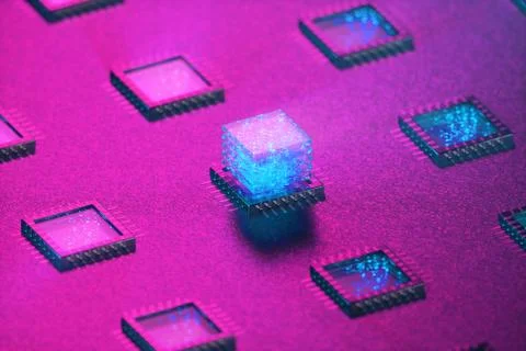 AI - artificial intelligence CPU concept. Machine learning. CPU on the board Stock Illustration