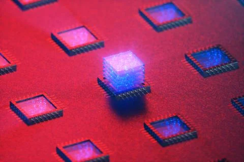 AI - artificial intelligence CPU concept. Machine learning. CPU on the board Illustrazione stock