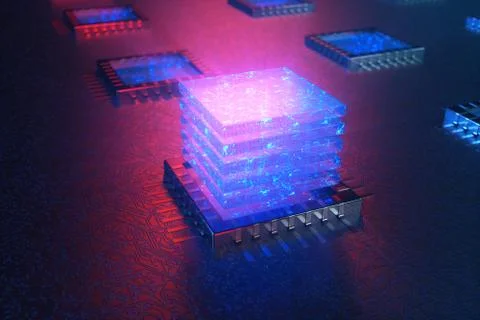 AI - artificial intelligence CPU concept. Machine learning. CPU on the board Stock-Illustration