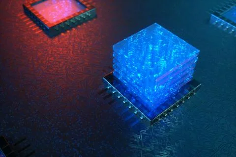 AI - artificial intelligence CPU concept. Machine learning. CPU on the board Stock Illustration