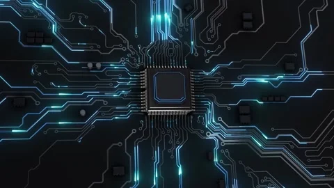 AI artificial intelligence cyber innovation cyberpunk data mining circuit board Stock Footage 293407159