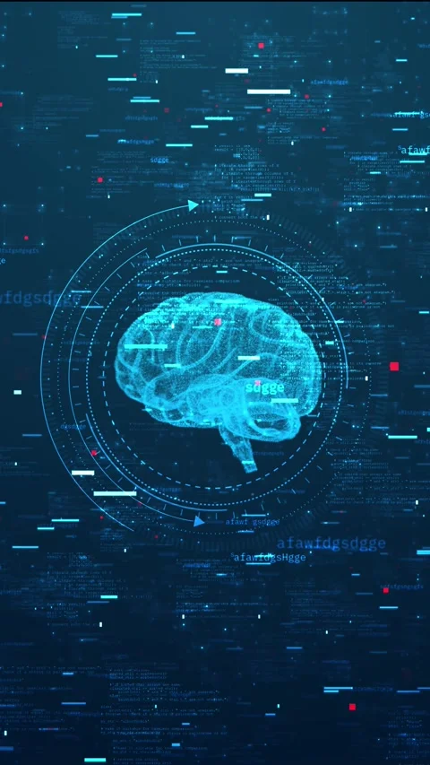 AI artificial intelligence cyber mind data mining. ChatGPT Hologram deep Stock Footage 314183940