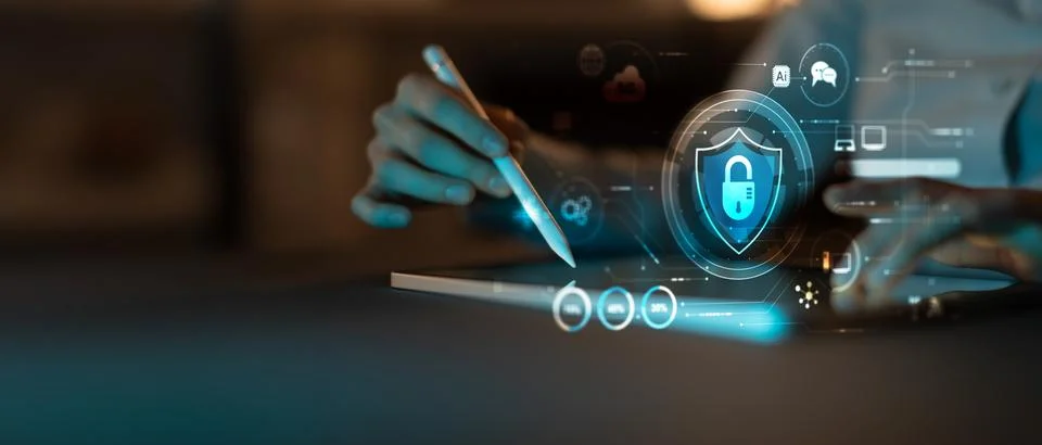 AI Artificial Intelligence Cybersecurity System for Data Protection and Net.. 写真素材