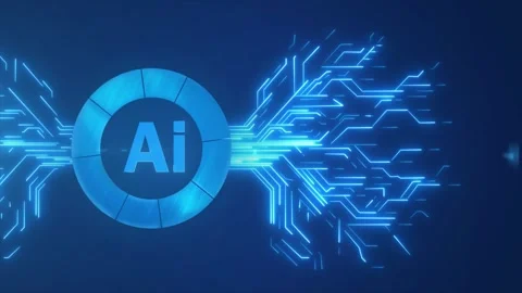 AI artificial intelligence data circuit board and data transfer technology. Stock Footage 294161981