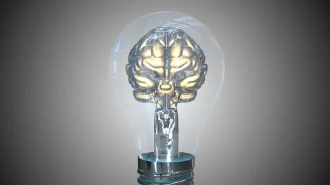 AI artificial intelligence deep learning brain light bulb Stock Illustration