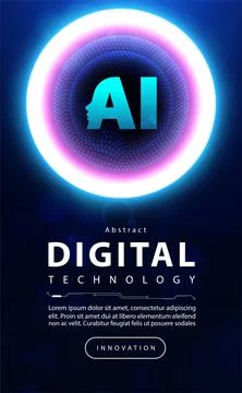 AI Artificial intelligence, Digital big data technology blue background cyber Illustrazione stock
